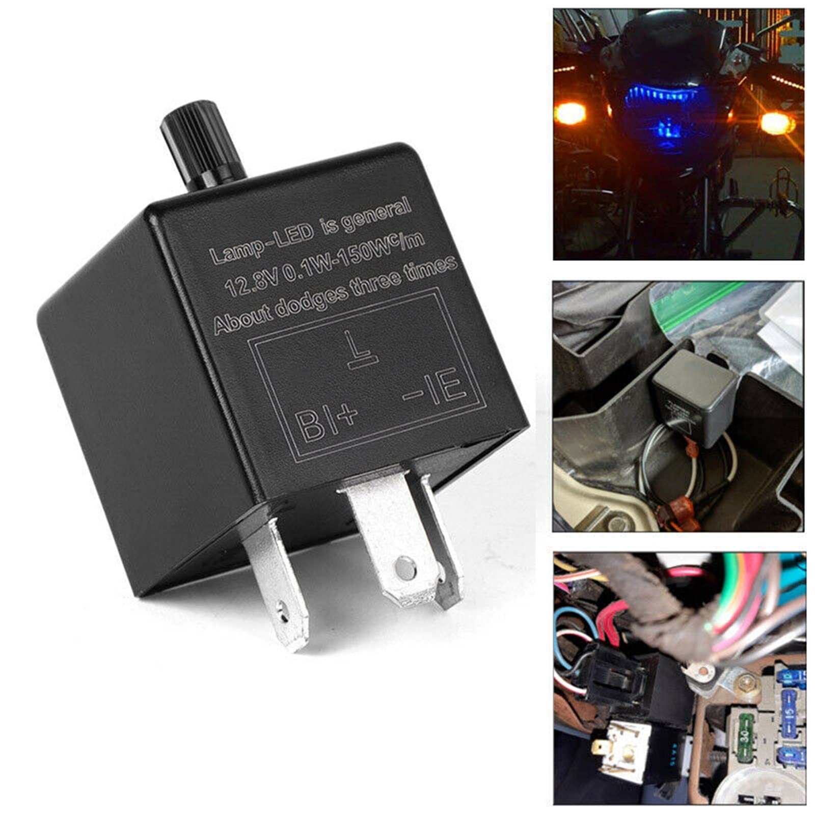 12V LED Blinkrelais 3-polig Einstellbares Motorrad Blinker Licht Motorradzubehör