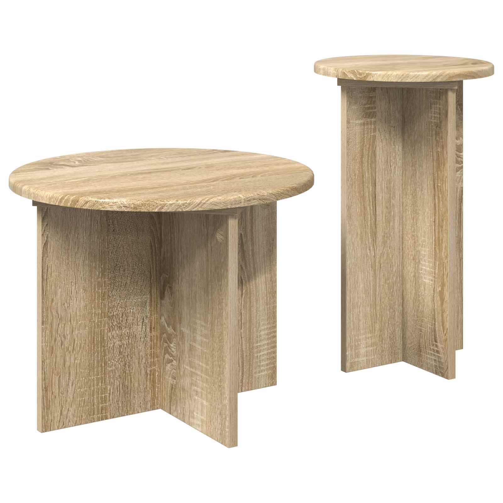 Genérico Conjunto de mesas auxiliares 2 uds. Roble Sonoma Ø 45 x 35 cm,Mobiliario Mesas,Mesas auxiliares,9.98 kg-8001030