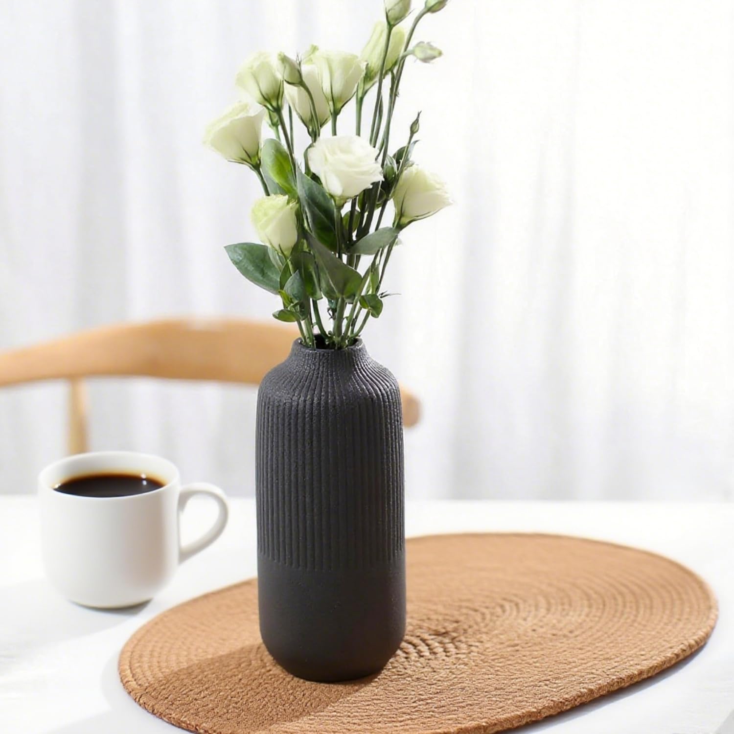 Amazon.com: Black Ceramic Vase, Flower Vase in Nordic Style, Black