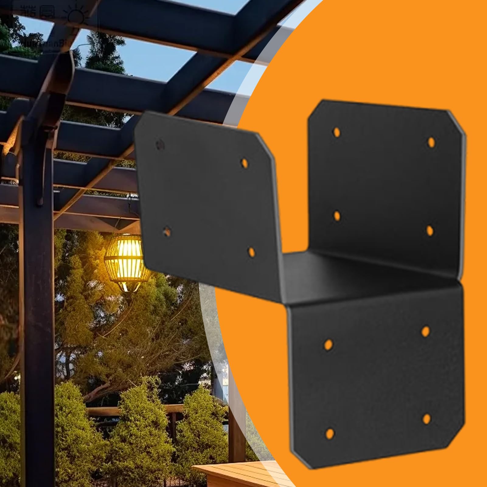Staffe 4x4 4 Pezzi Staffe di Montaggio in Acciaio per Giunto Trave | Rinforzo per Gazebo Recinzione Capanna Pergolato Terrazza Giardino