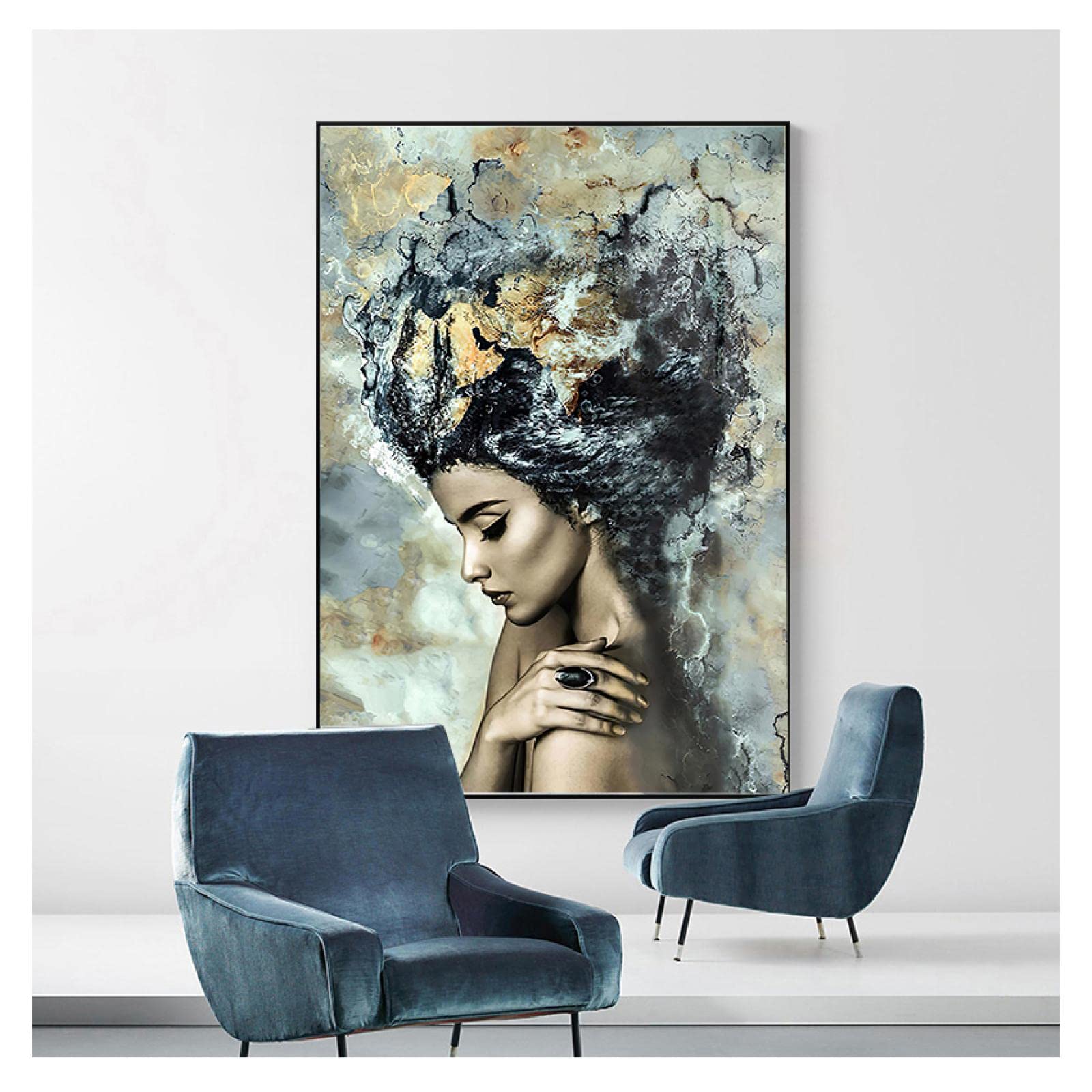 Lienzo Pintura Nórdica Decoración del Hogar para Sala de Estar Decorativo Moderno Mármol Chica Carteles e Impresiones Arte de Pared 60X90cm InternalFrame