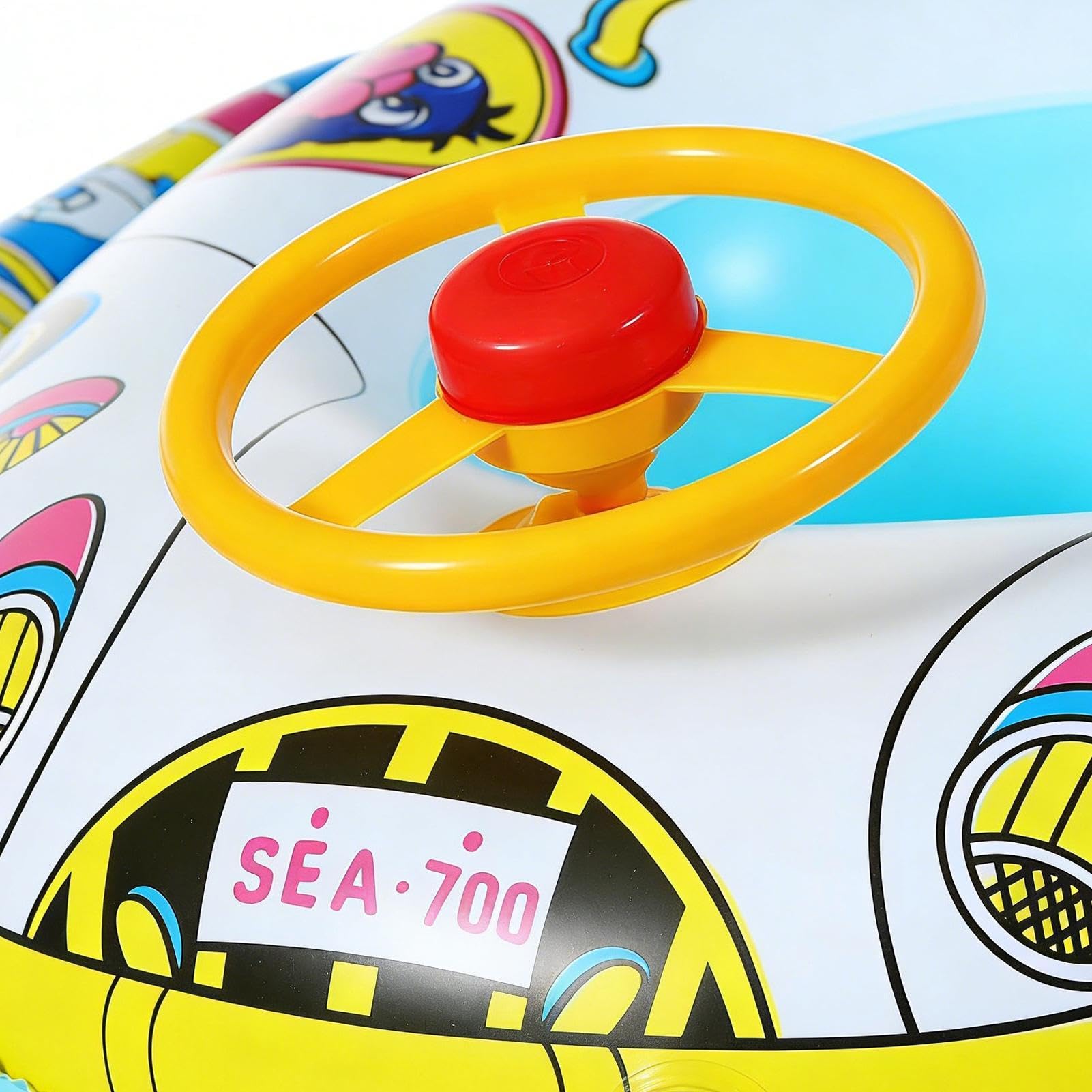 Galleggianti per Bambini,Cerchio Gonfiabile in PVC Impermeabile con Volante - Sedile da Nuoto,per Giardino, Spiaggia, Doccia, Bagno, Attività Acquatiche e Feste per Bambini e Bambine