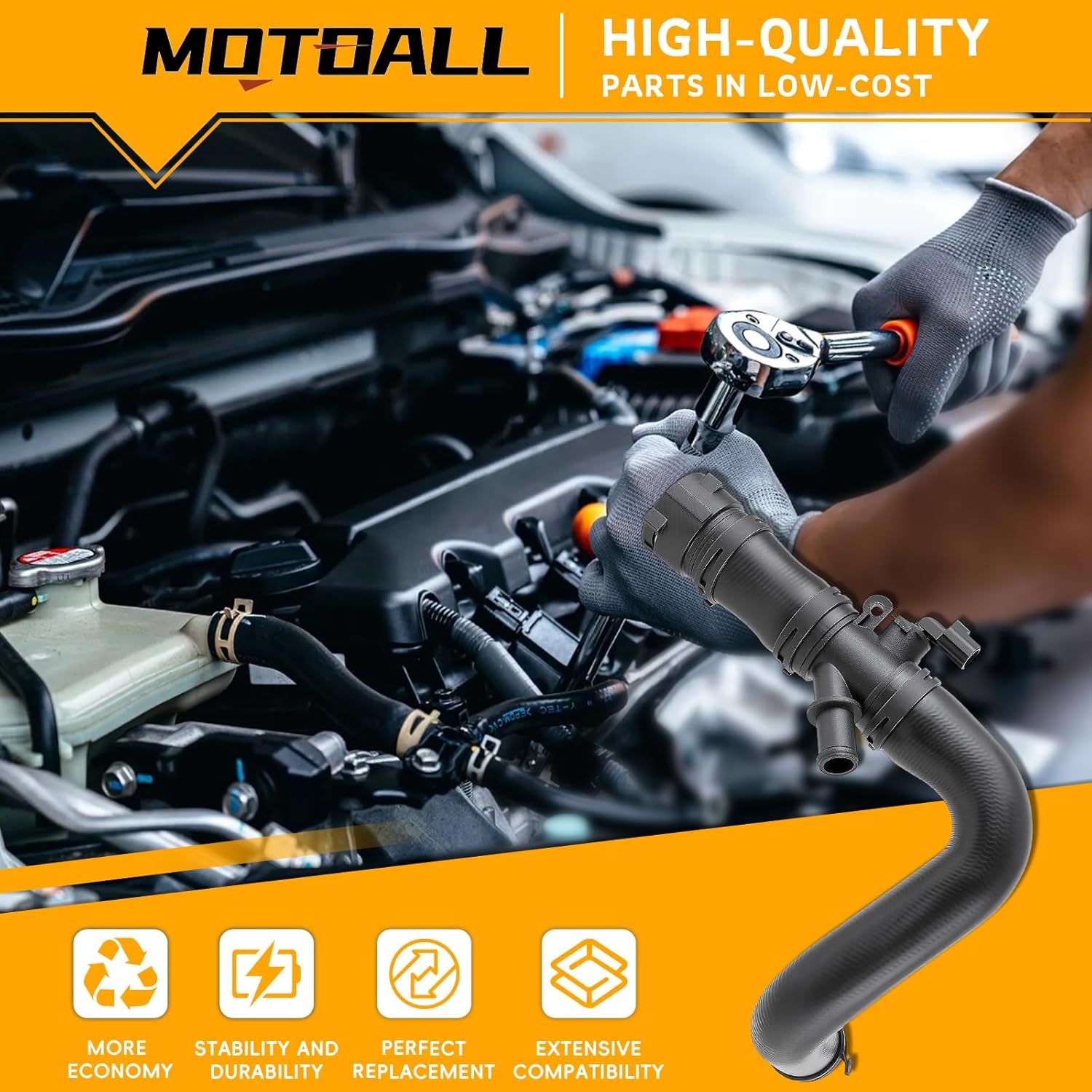 MOTOALL LR013684 Lower Bottom Radiator Hose Coolant Fit for Land Rover LR4 Base HSE Lux HSE Sport, for Land Rover Range Rover Sport Base GT Limited Edition HSE Lux HSE Sport 10-13, Replacement