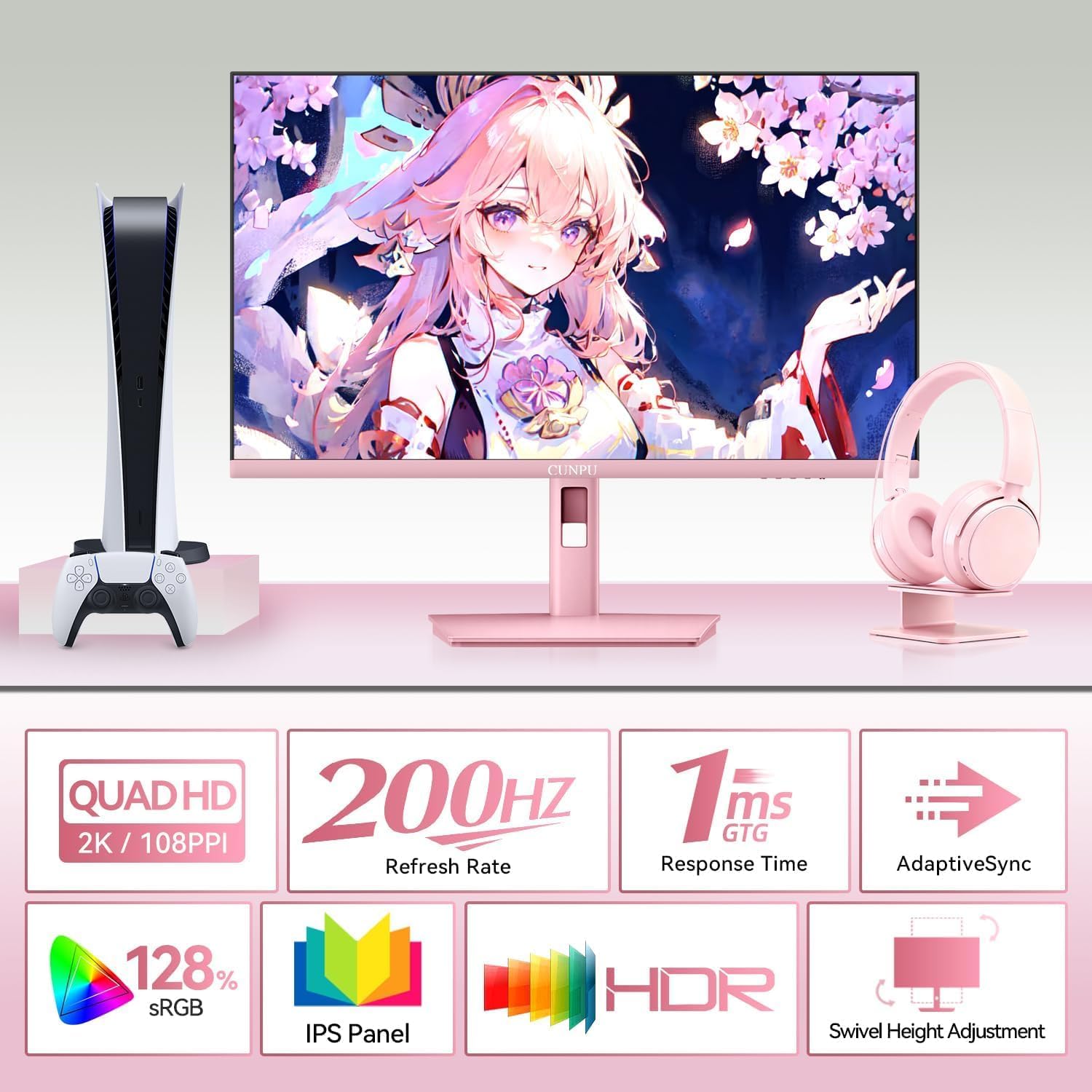 【お得】CUNPU 27インチ ゲーミングモニター WQHD パステルピンク Amazon.co.jp: CUNPU 27インチ パステルピンク ゲーミングモニター QHD