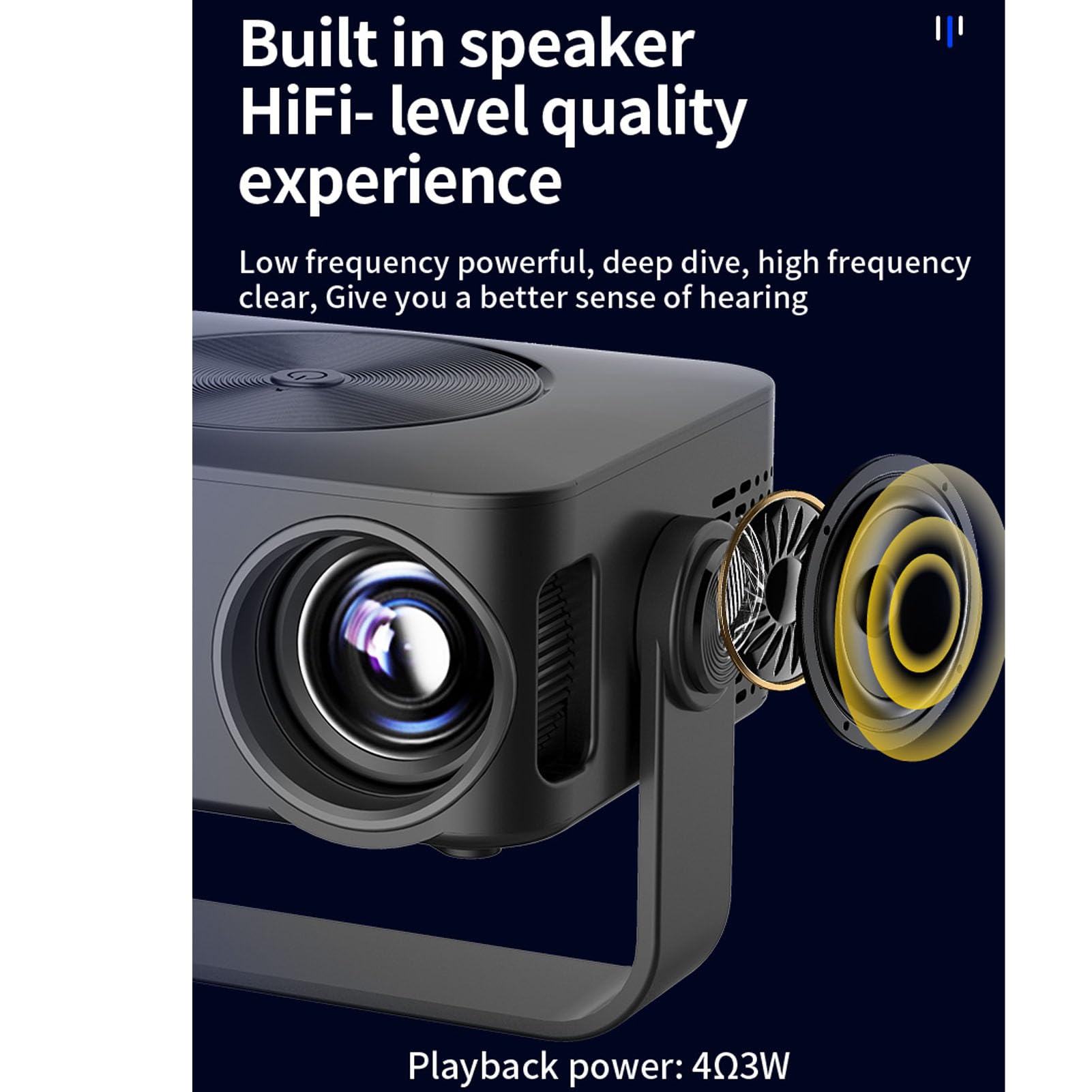 Annadue -Projektor mit Stand, 1080p Tragbarer Projektor mit 360 Grad Einstellbar, 150Ansi Auto Keystone Correction, Outdoor -LED -Filmprojektor für für Android (US-Stecker)