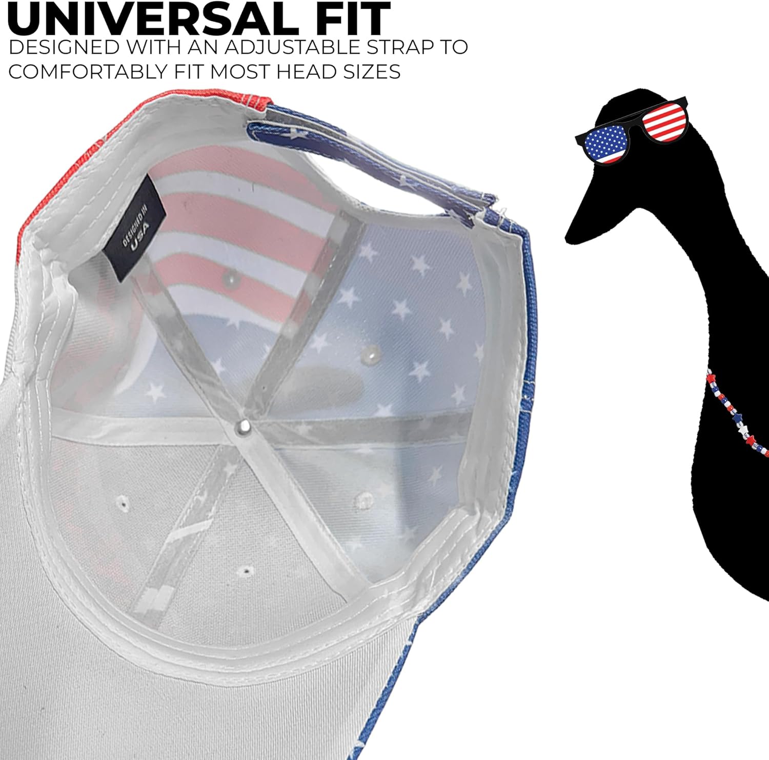 Black Duck Brand Patriotic American Flag Baseball Cap – USA Stars & Stripes Adjustable Hat – Fourth of July, Memorial Day (4 Hats)