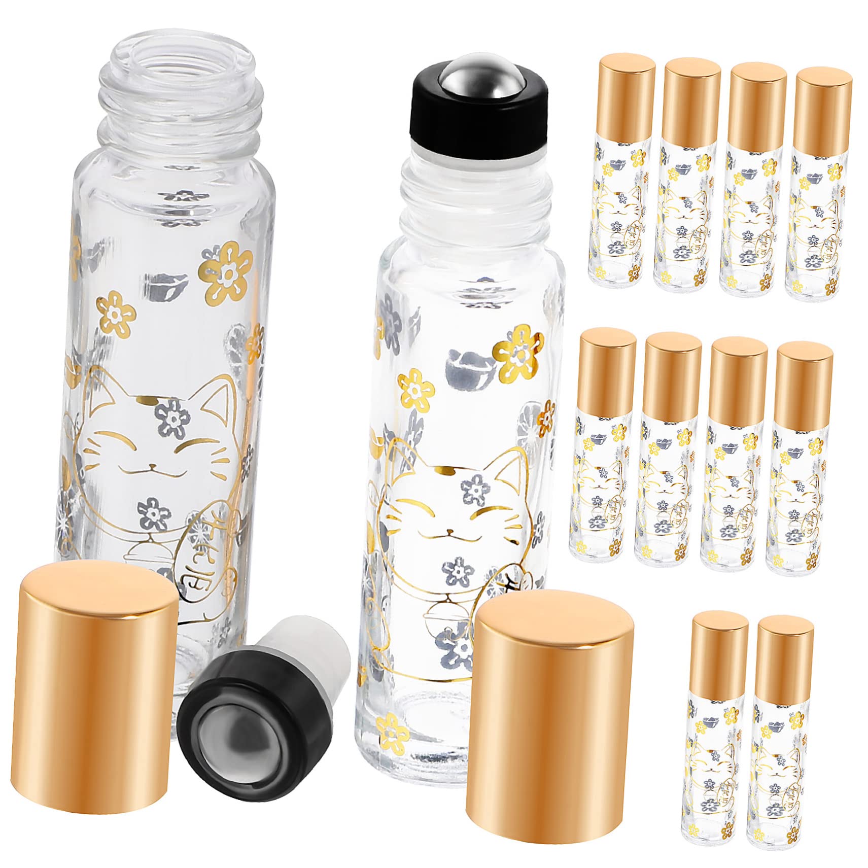 Baluue 48stücke -flaschen Mit Cartoon Glückskatze Muster Nachfüllbare Multifunktionale Flaschen Für Ätherische Öle Und Pro Flasche
