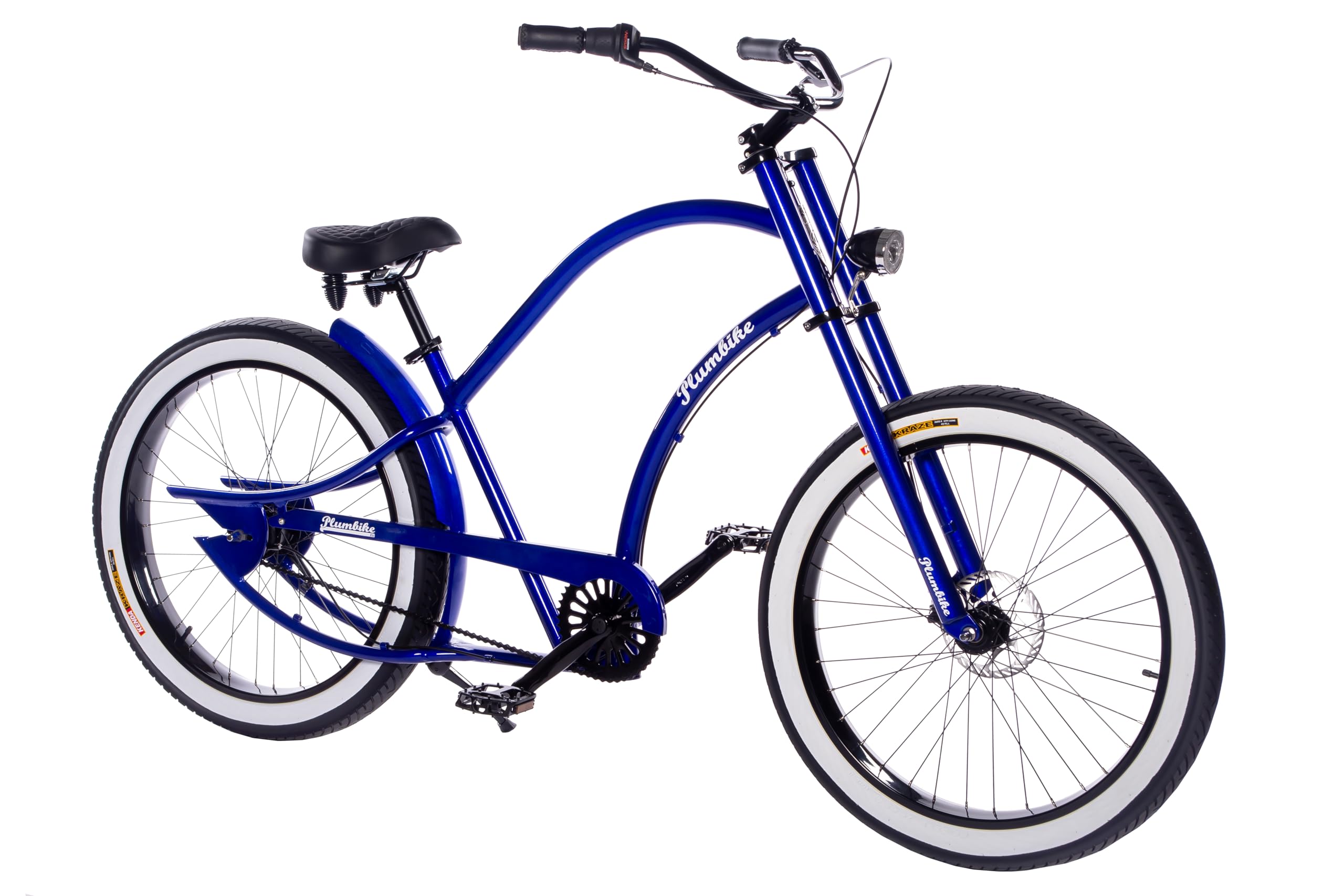 Plumbike Grand Chopper Unique Wave Fahrrad 26 Zoll Herren - Amerikanische Old School City Bike - Großer Fahrradsattel Urbanes Stadtahrrad - 7-Gang-Version, Scheibenbremse