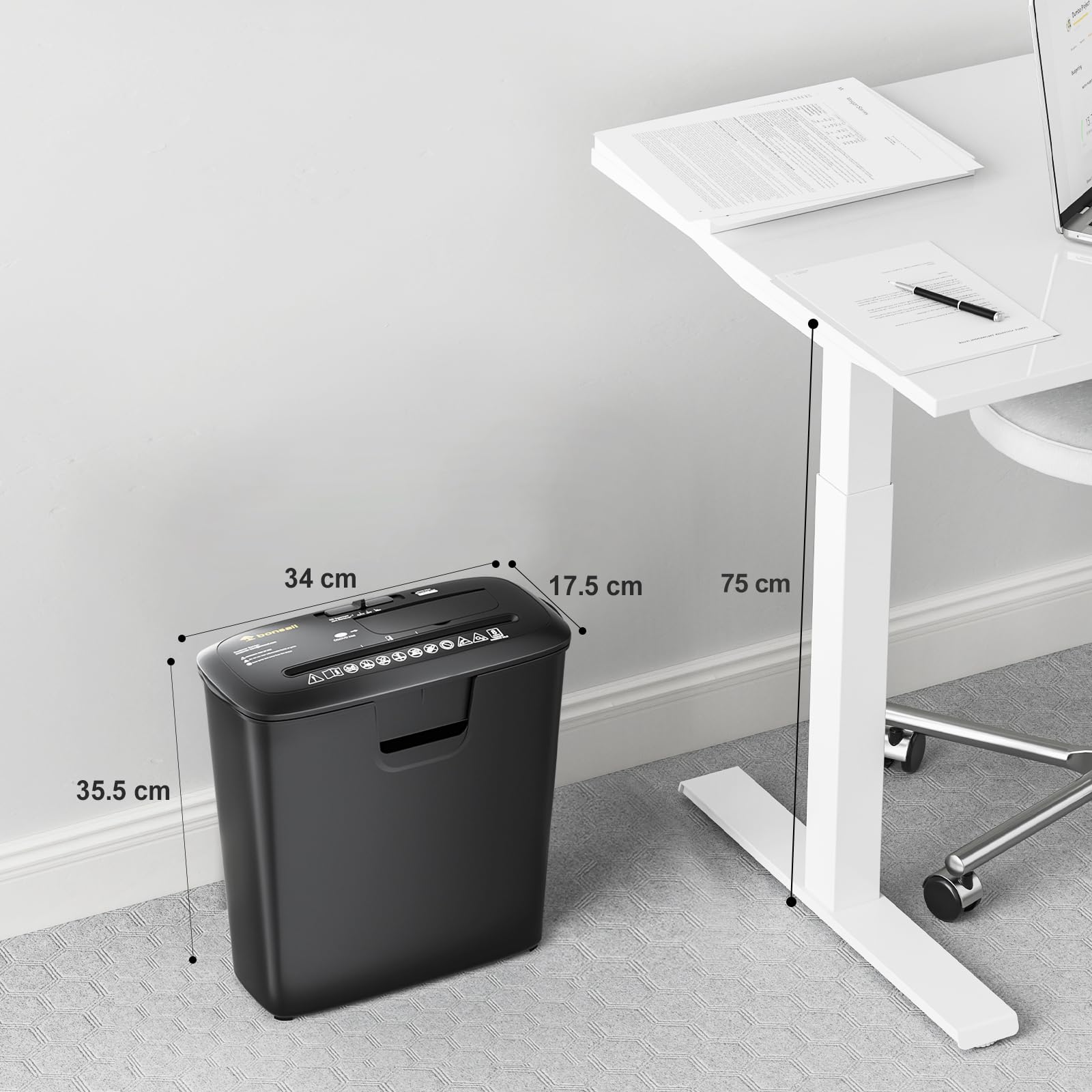 Bonsaii Trituradora de Papel Corte Recto, Destructora de 8 Hojas, S120-C | Para casa u oficina, destruye CD y tarjetas de crédito, protección térmica, papelera de 13L, fácil de vaciar