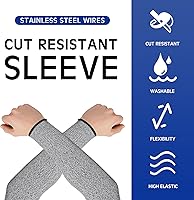 Vista 3 de Geyoga 2 pares de mangas protectoras de brazo, protectores de brazo para piel delgada y moretones, mangas protectoras resistentes a cortes para Gris