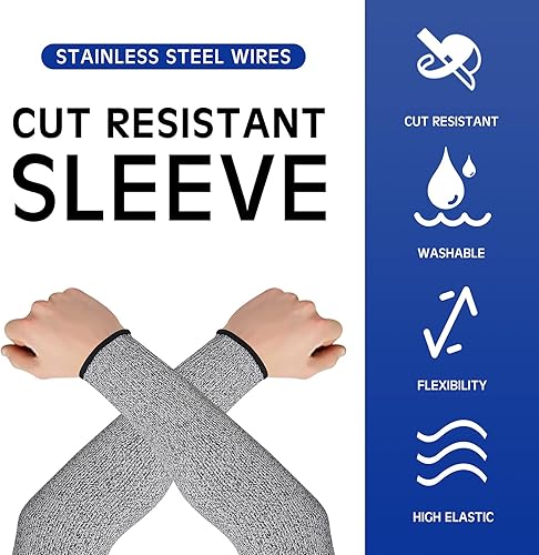 Vista 3 de Geyoga 2 pares de mangas protectoras de brazo, protectores de brazo para piel delgada y moretones, mangas protectoras resistentes a cortes para Gris