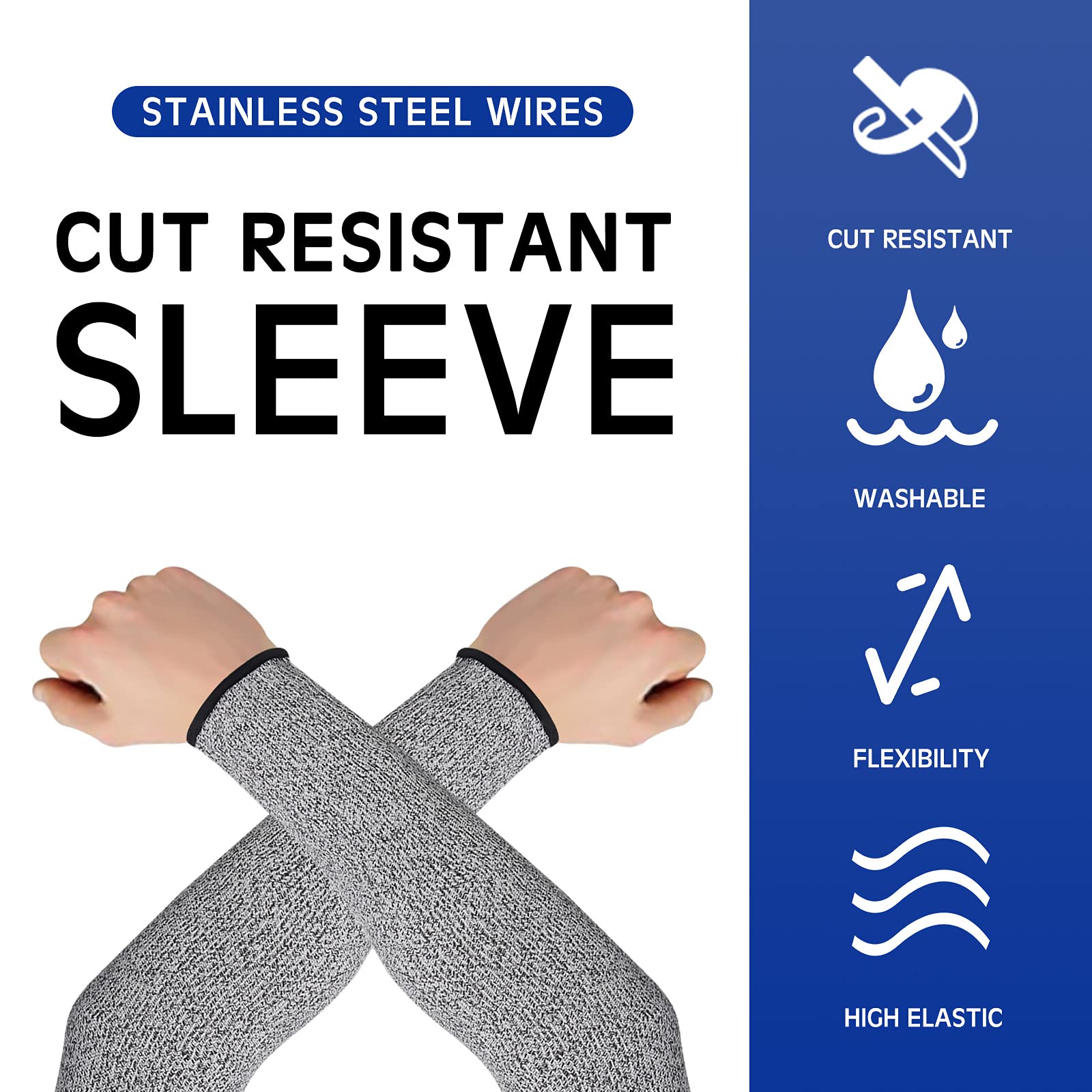 Geyoga 2 Pares de Mangas Resistentes a Cortes Protectores de Brazo Delgado Protectores de Guardia de Brazo para Piel Fina y Brazo con Hematomas para Hombre (Gris)