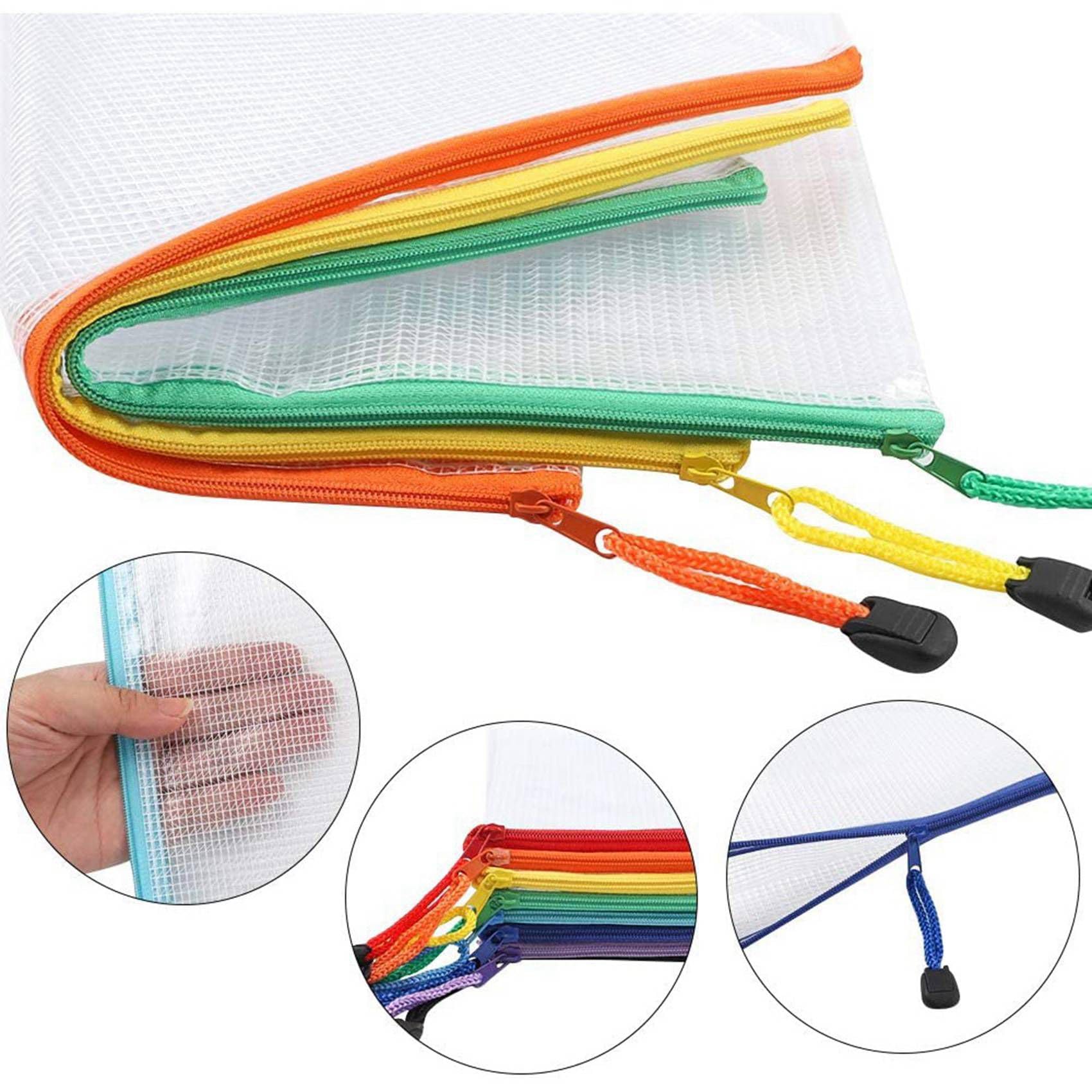 72PZ Borsa per Documenti con Cerniera nel Rete, Cartelle di File con Cerniera nel Plastica, Formato Lettera/Formato A4, per Forniture per Ufficio