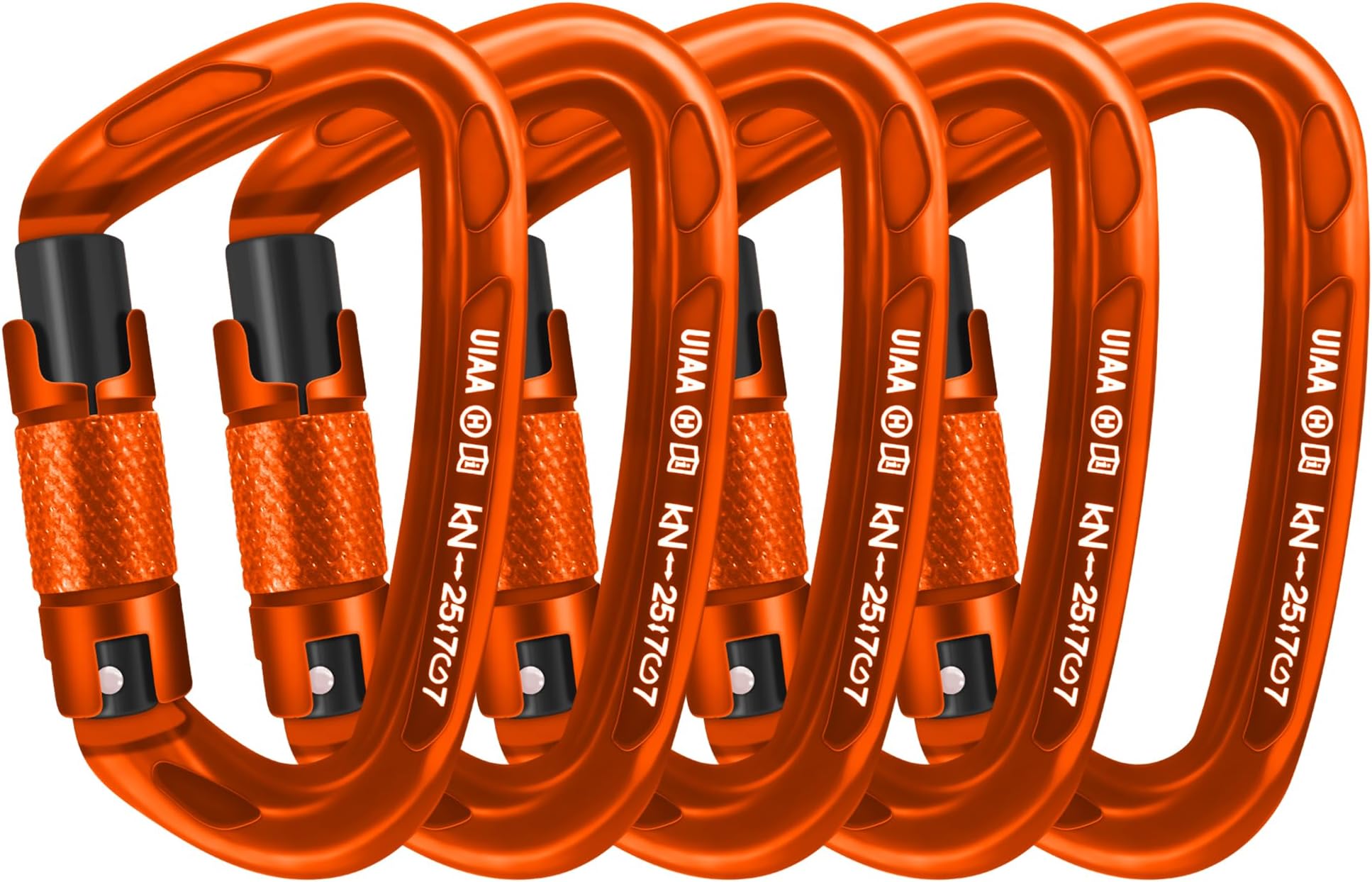 Climbing Carabiner Clips 25kN Auto Locking Carabiner, Professional Heavy Duty Large Locking Carabiner Clips for Rock/Ice Climbing Rappelling Rescue Swing etc, D Shaped, Large Size
