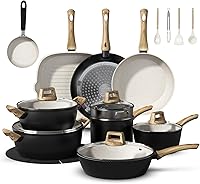 Vista 1 de 25-PC Pots and Pans Set Non Stick Ceramic Cookware Set, Healthy Non Toxic Kitchen Cookware Sets with Large Capacity, Induction Compatible