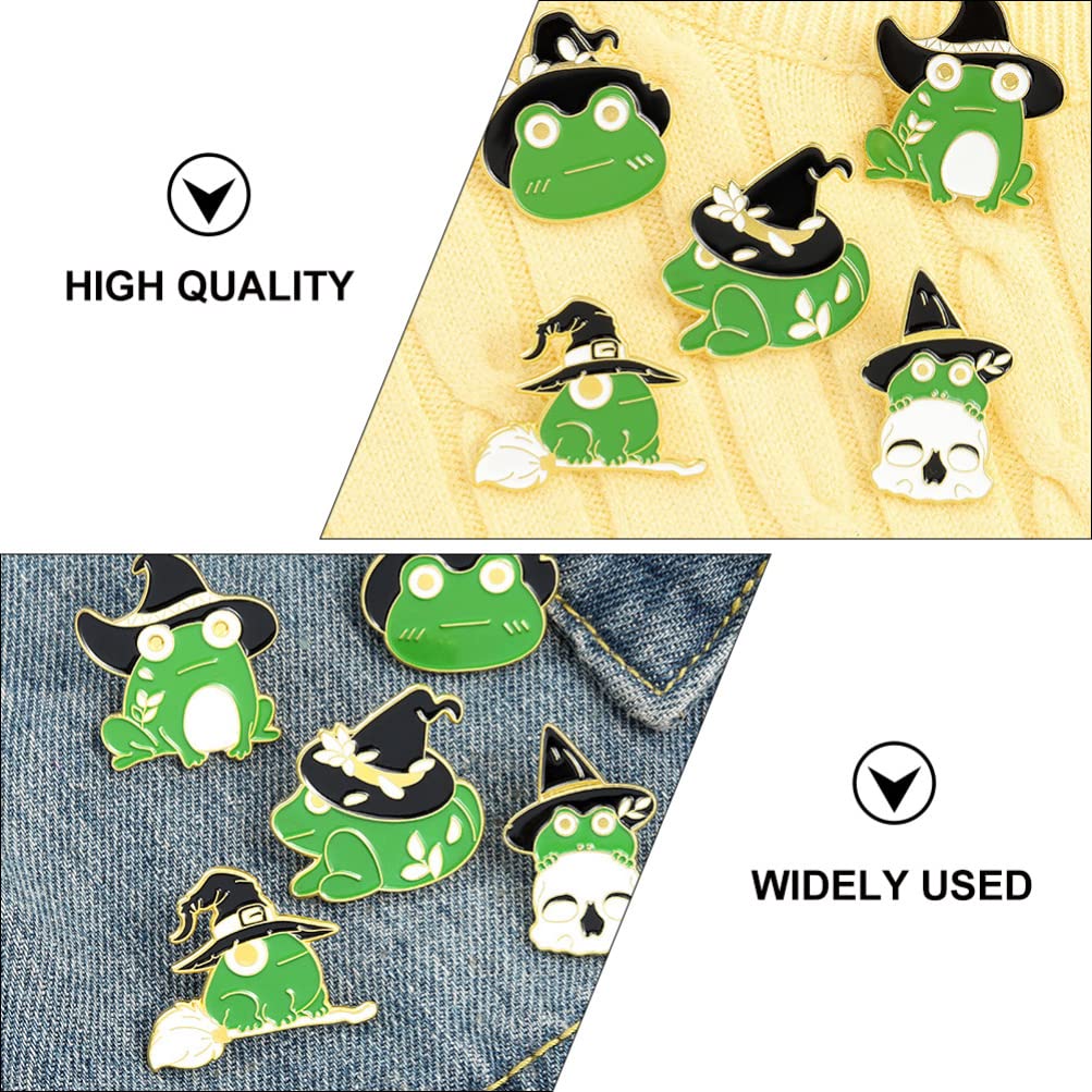 KKXXYQFC 10 ück Frosch-Brosche, einzigartige Anstecknadeln, Retro-Rucksack, Kleidung, Kristalldekor, Vintage für Damen, Damenschmuck, Legierung, Cartoon-Zauberer-Hut, Student