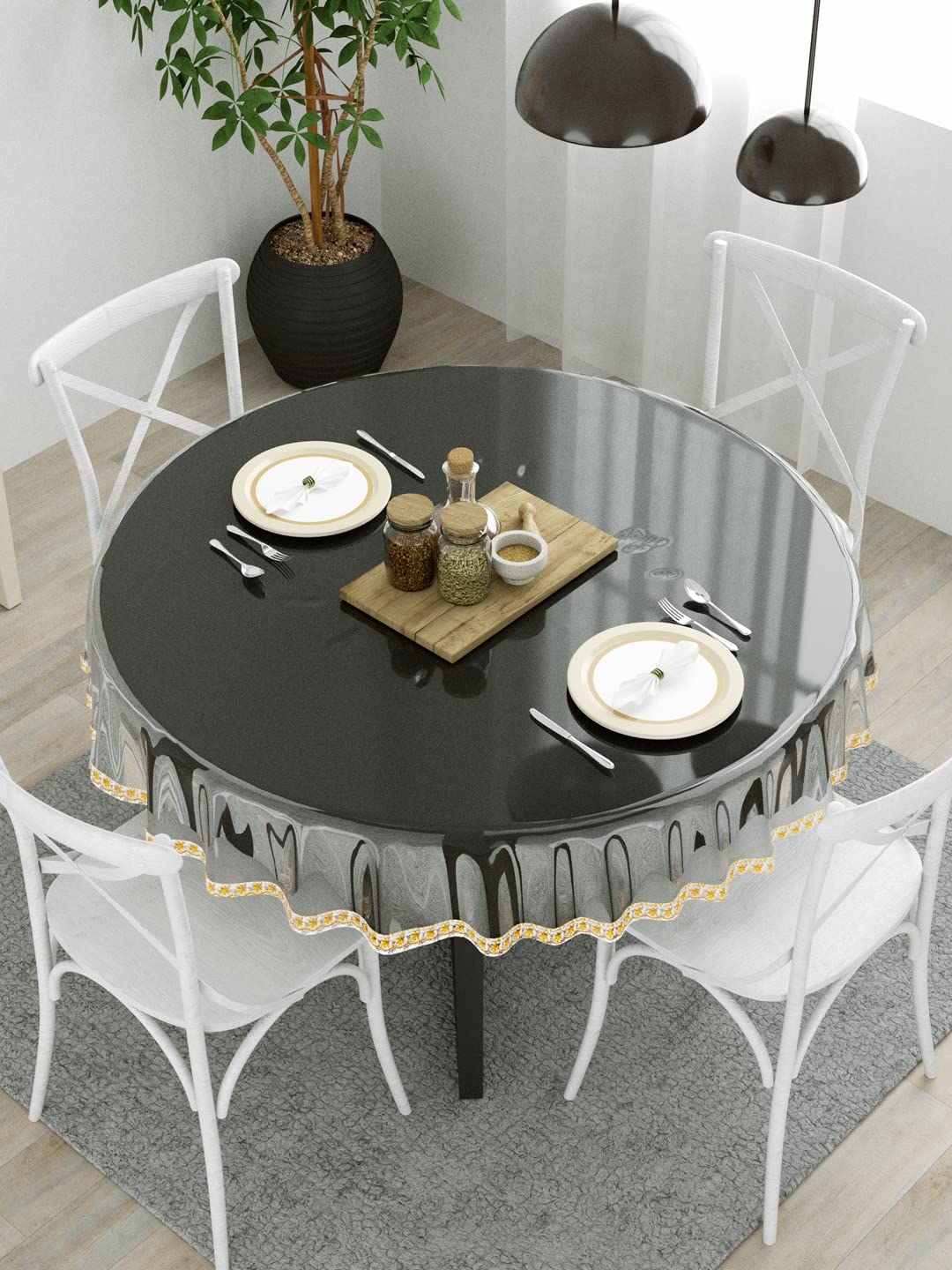 Clasiko 4 Seater Dining Table Cover; 60x60 Inches; Material - PVC; Anti Slip; Sweet Lace; Shape - Round (B0BDZRCNL3) Amazon Price History, Amazon Price Tracker