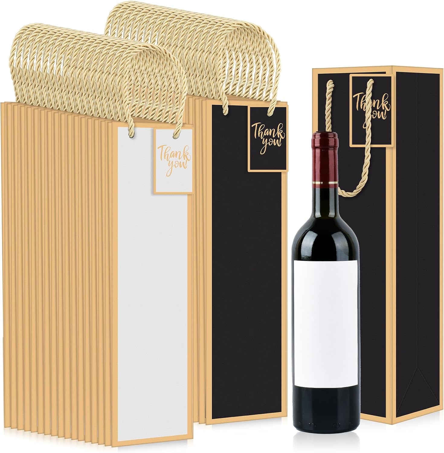 Yeaqee 80 Pcs Wine Gift Bags Thank You Bottle Wine Bags Bulk