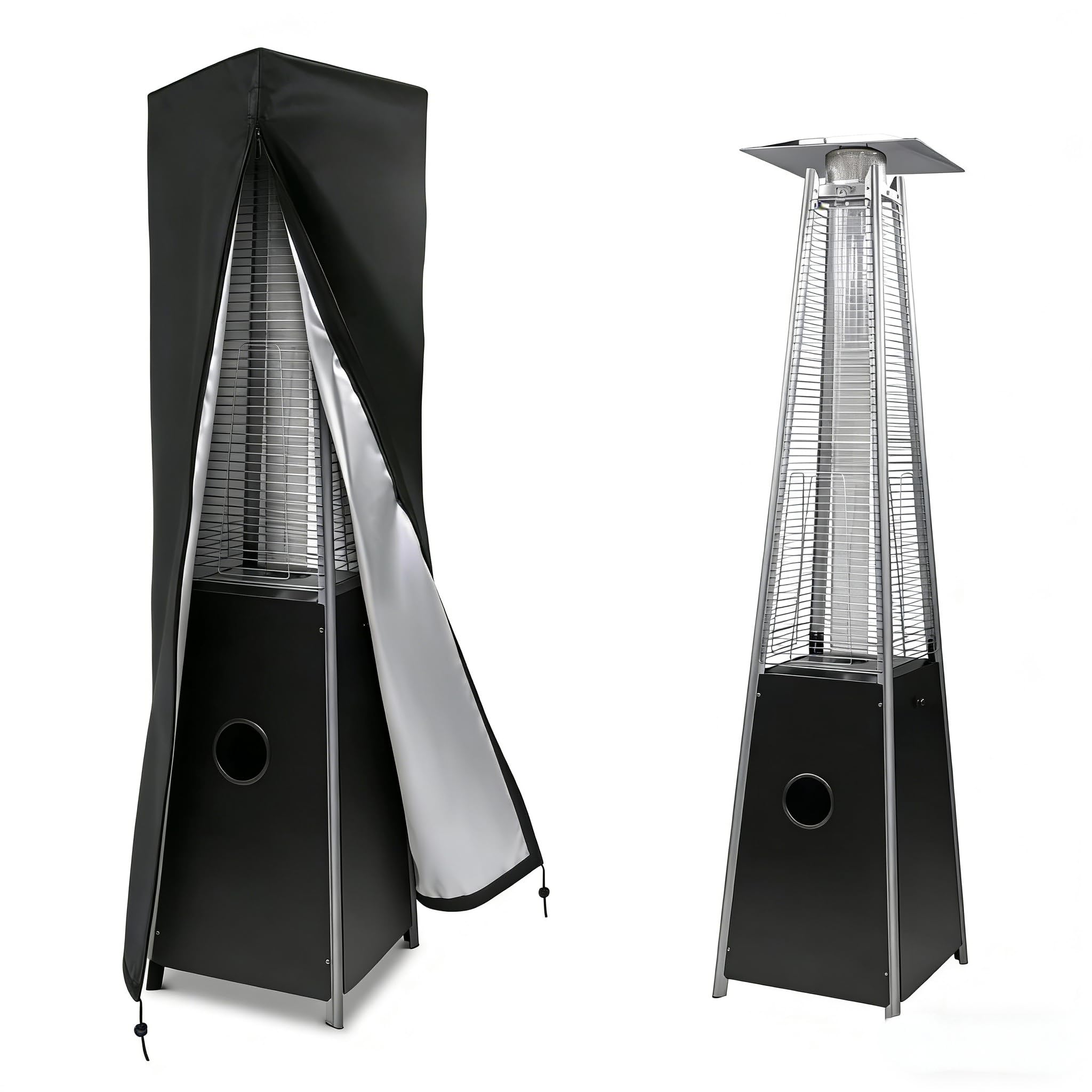 Modchase Patio Heater Cover, Outdoor Heater Covers for Square Glass Tube Heaters 61x53x221cm, Heaters Dust Cover with Zipper Drawstring & 120cm Buckle Strap for Garden Camping