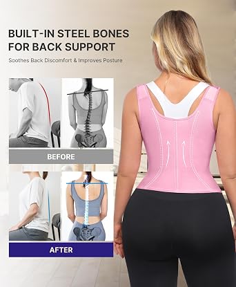SHAPELLX Waist Trainer for Women Tummy Control Corset Shapewear Workout Faja Body Shaper with Adjustable Shoulder Strap