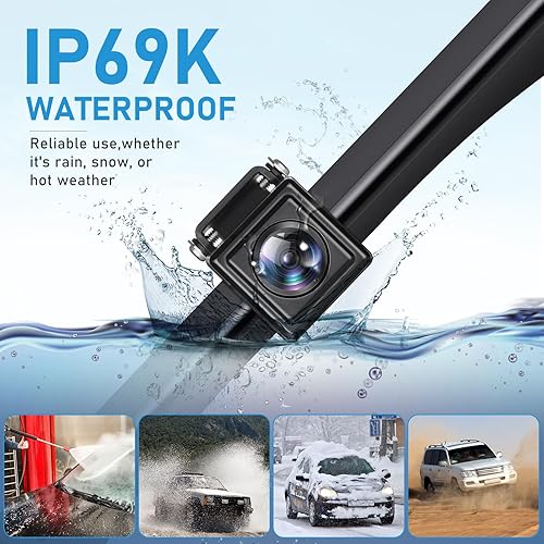 Miniatura 2 de GLK Cámara de respaldo HD de visión trasera de matrícula, cámara de respaldo para camioneta de 12 V, SUV, con visión nocturna, gran angular IP69K,