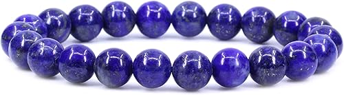 Amandastone Pulsera elástica de cuentas redondas de 0.315 in con piedras preciosas naturales de 7 pulgadas