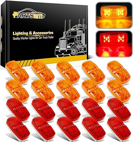 Partsam 20 luces LED de señalización doble de 2 x 4 pulgadas, 10 diodos de montaje en superficie rectangular sellada, luces de liquidación