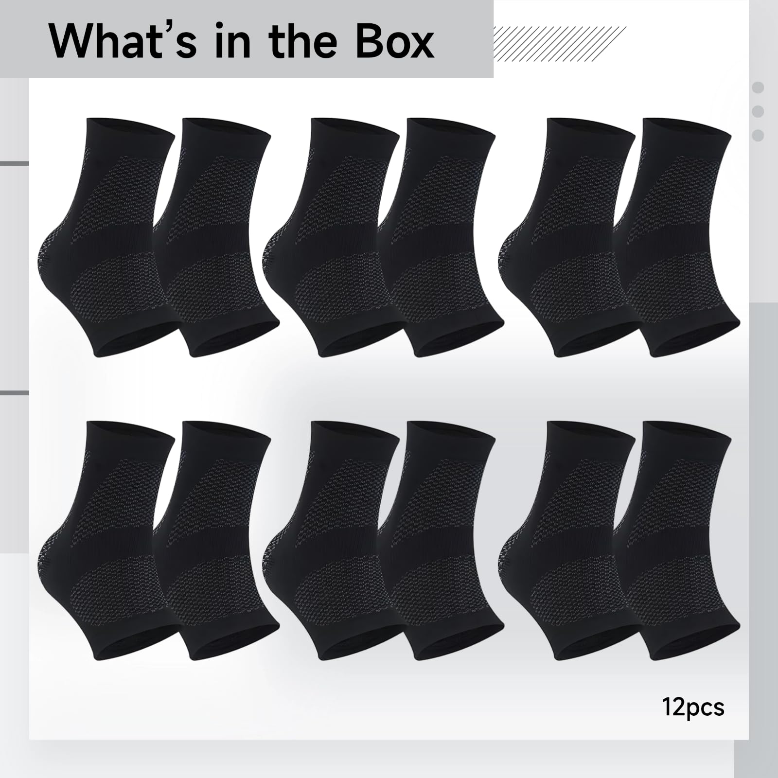 Generisch Kompressions-Sprunggelenkbandage, für Sport und tägliches Gehen, mit atmungsaktivem Stoff, 6 Pairs, Modell CJDW1105