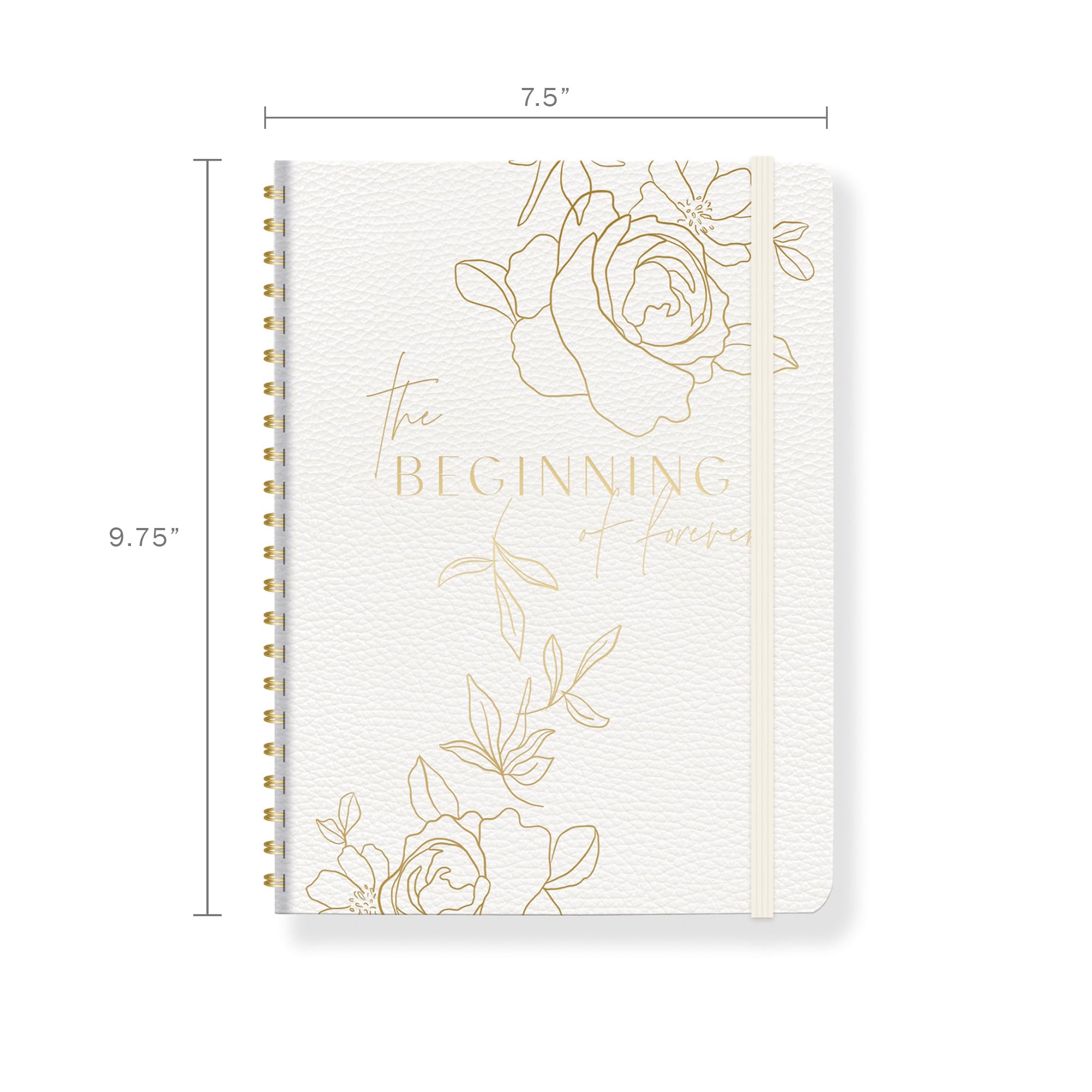 Fringe Studio 680002 Hochzeitsplaner aus Kunstleder, halbverdeckt, Spiralbindung, 4 Registerkarten, elastischer Verschluss, "CASCADING ROSES", ca. 19,1 x 24,8 cm (B x H), 104 Seiten