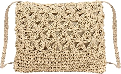 Meyaus Women Small Straw Woven Cross-body Shoulder Bag Bohemian Beach Handbag Purse