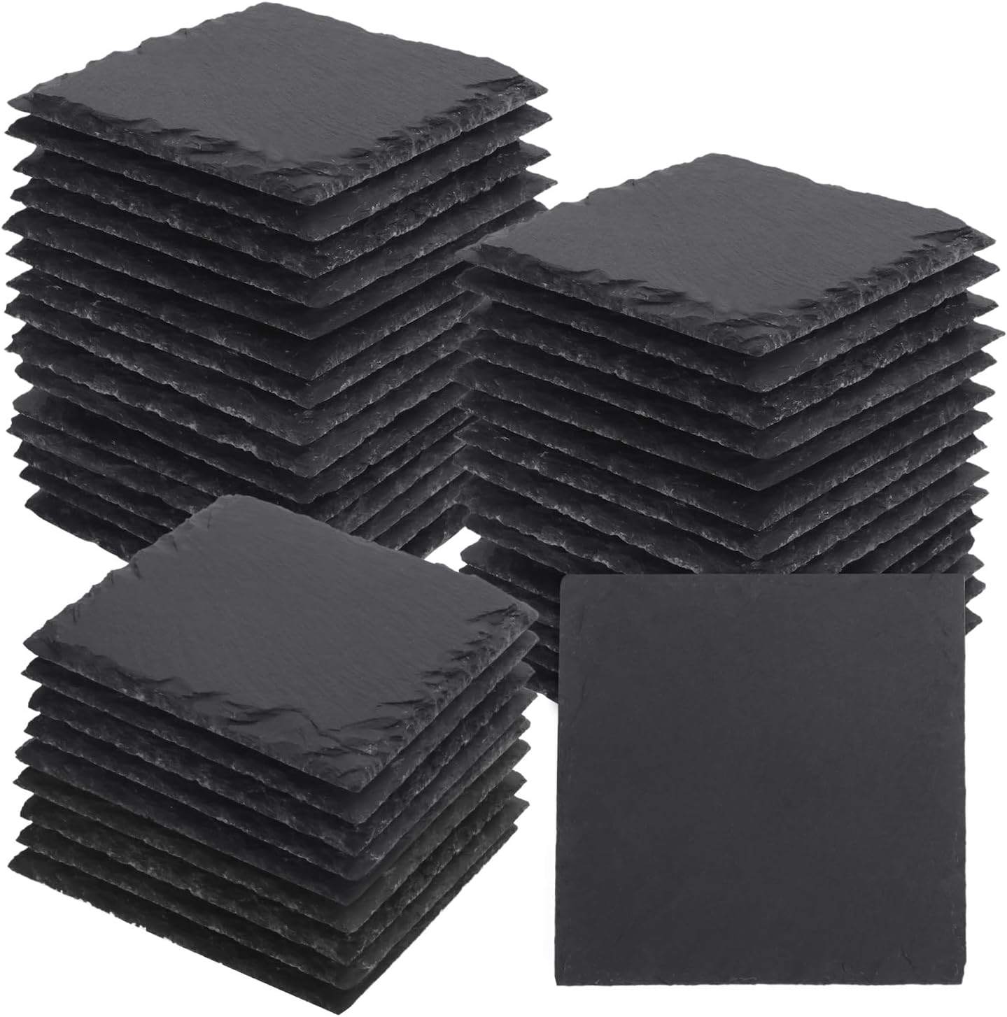 40 Pack 4 Inch Square Slate Coasters,Slate Coasters for Drinks, Black Stone Slate Coaster with Anti-Scratch Bottom, Ideal for Home Decor, Bar, Housewarming Gifts, and Laser Engraving KUKLIPJIM
