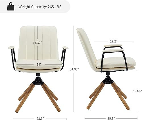 Miniatura 2 de Zouron Silla de oficina moderna de mediados de siglo giratoria, silla de escritorio ergonómica para sala de estar, silla de computadora, silla de