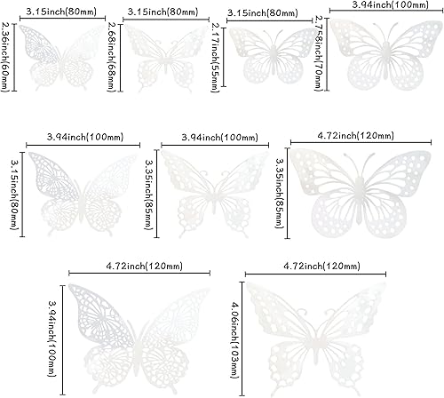 Miniatura 2 de Gyufise Paquete de 36 adornos de mariposa 3D con láser plateado para cupcakes, decoración hueca para cumpleaños, boda, fiesta de hadas, calcomanías