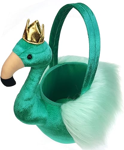 Miniatura 4 de Cesta para cacería de huevos de Pascua, flamenco con nombre bordado (flamenco azul con personalización)