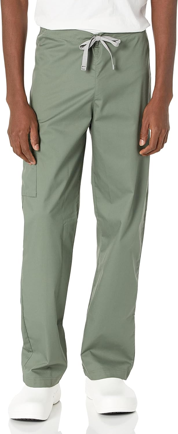 WonderWink Unisex Adult Drawstring Cargo Medical Scrubs Pants, Olive, Small US