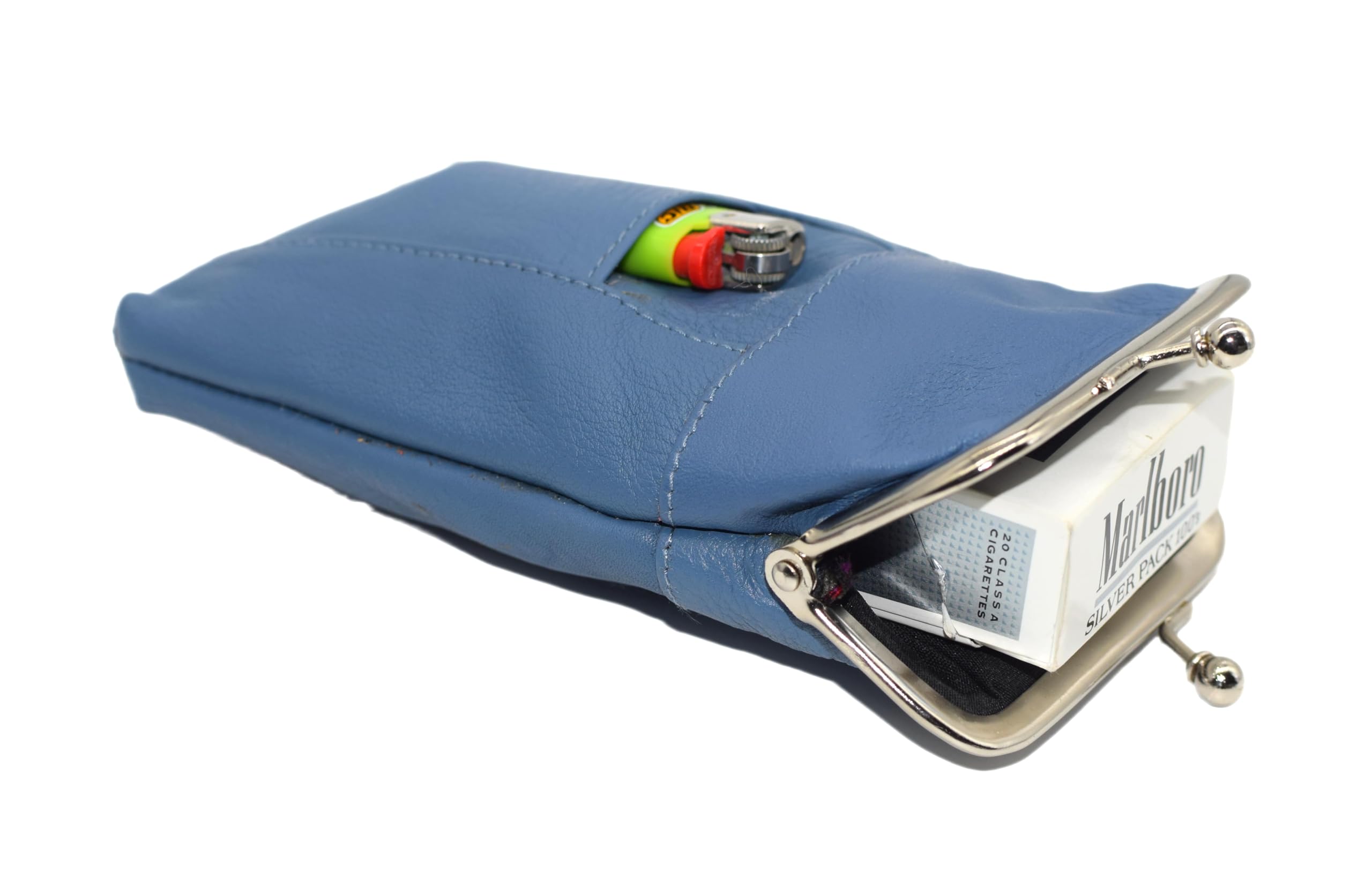 blue leather cigarette case Genuine Holder with Lighter Pocket 92812 Purple Contemporary and refined TSUBOTA PEARL Cigarette Case 04427