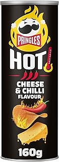 Pringles HOT Cheese & Chilli Flavour (8 x 160 g) – der unwiderstehliche Snack-Klassiker in der praktischen Dose – extra scharfe Chips mit Chili-Cheese-Geschmack – Pop. Play. Eat.