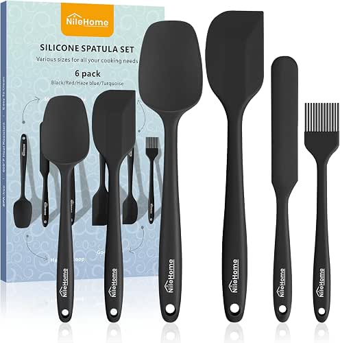 NileHome Silicone Spatula Set, 6 Pieces Food Grade Kitchen Utensils