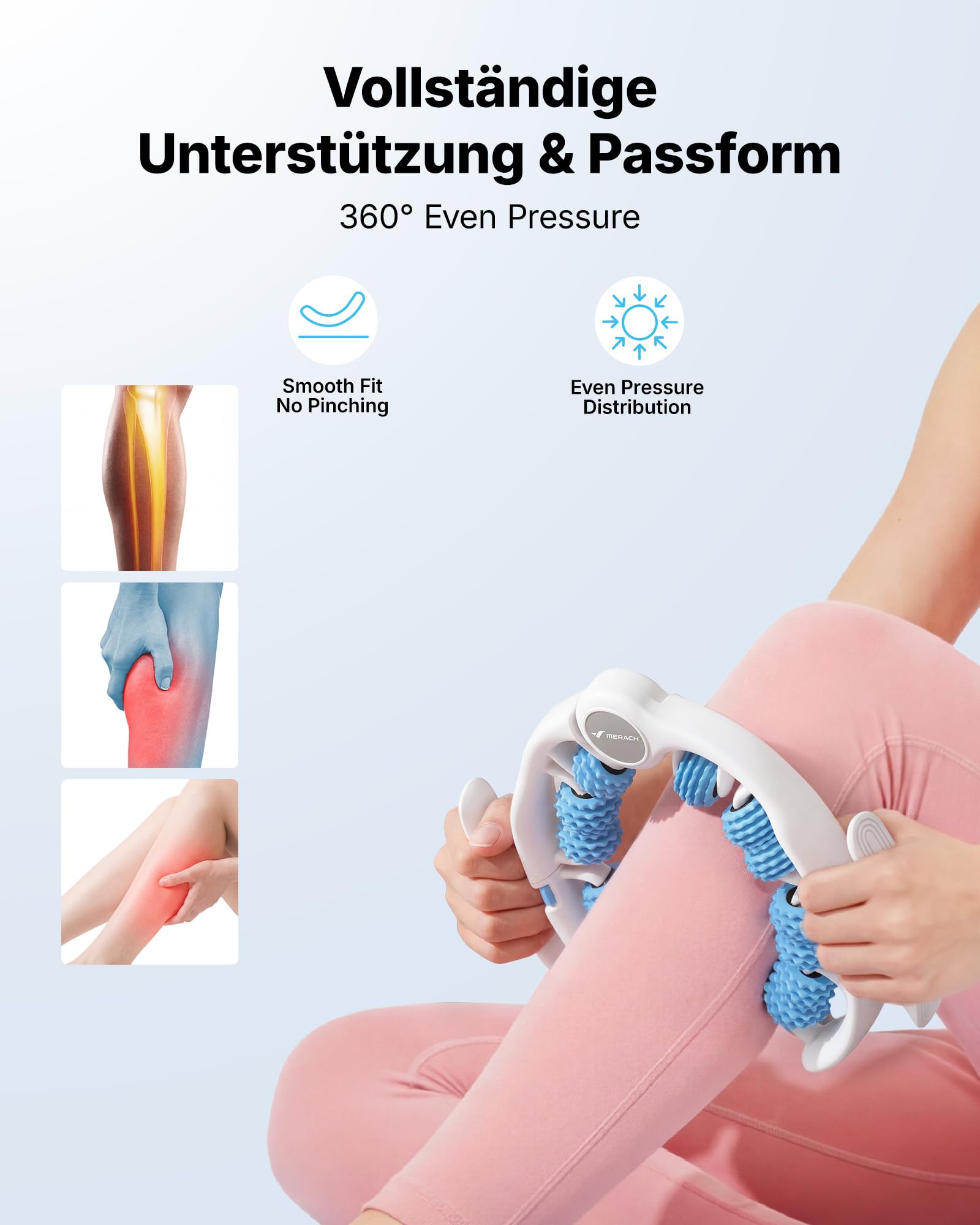 MERACH Cellulite Massagegerä – Anti Cellulite Massagegerätmit 14 Abnehmbaren 360°Rollen, Lymphdrainage Gerät für Bauch Beine Po Nacken und Körperformung, Cellulite Roller Massageroller