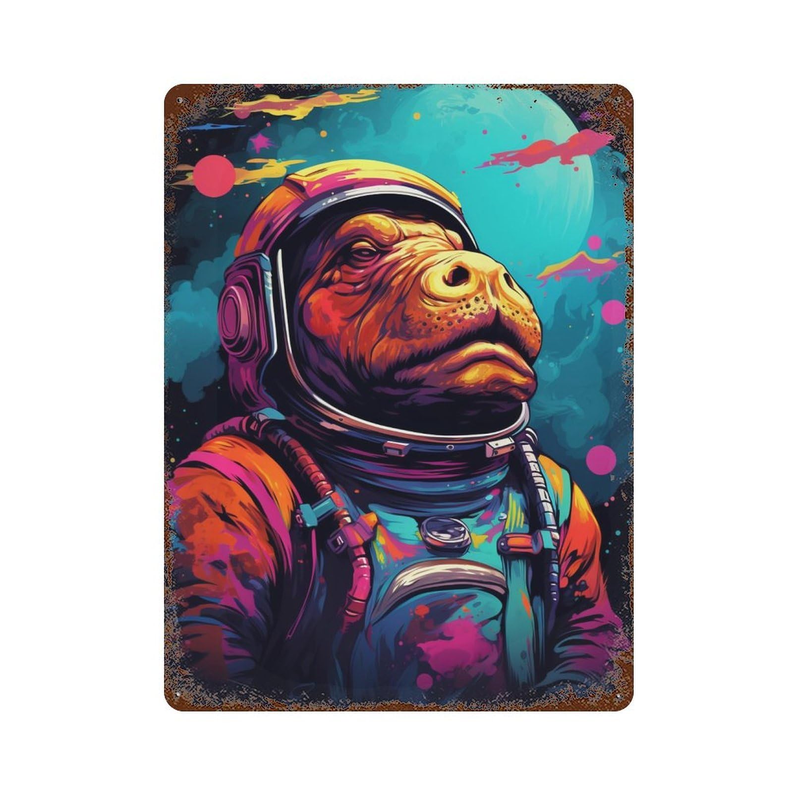 Space Monkey Adventure -1 15.7"x11.8" Decorative Tin Sign, Retro Wall Decor for Bistro, Counter And Cafe Decor
