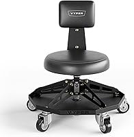 Vista 1 de Vyper - Silla de Taller de Acero Resistente para Mecánicos, Automotriz, Bricolaje - Taburete de Garaje con Capacidad de 300 lb, Respaldo y Ruedas