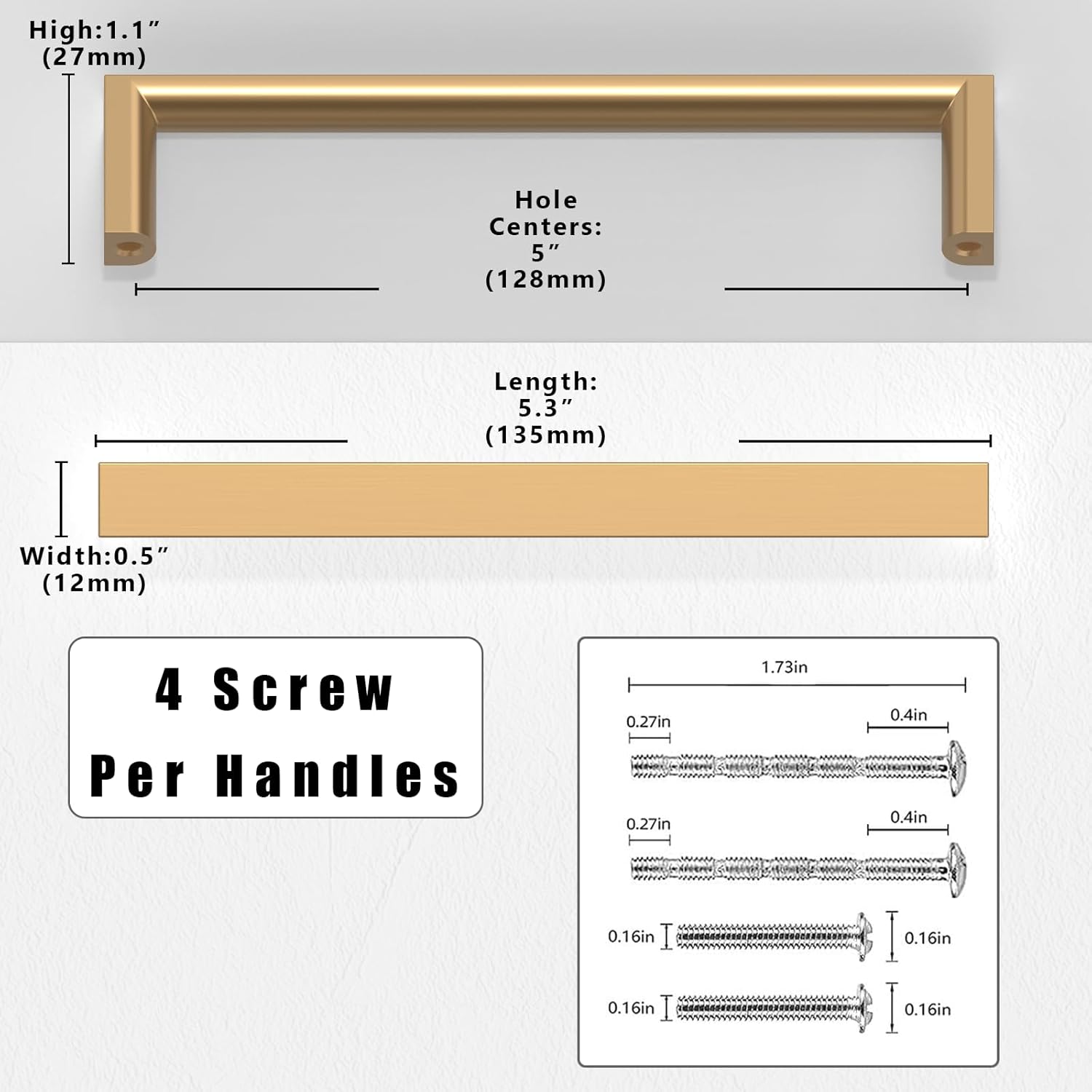 10 Pack Champagne Bronze Cabinet Pulls 5 Inch(128mm) Kitchen Cabinet Handles Solid Zinc Alloy Cabinet Hardware Drawer Pulls