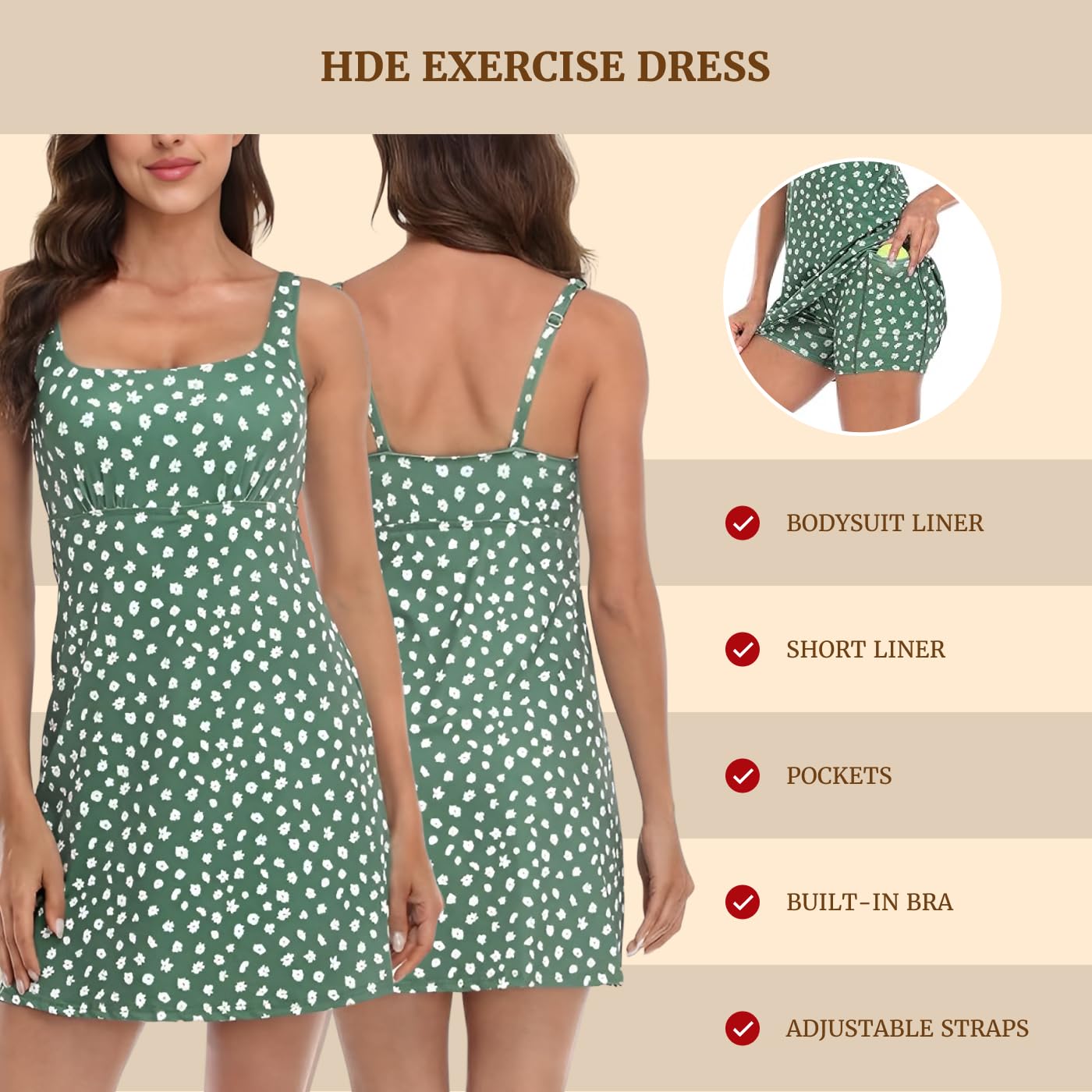 HDE Padded Rembourré Femme