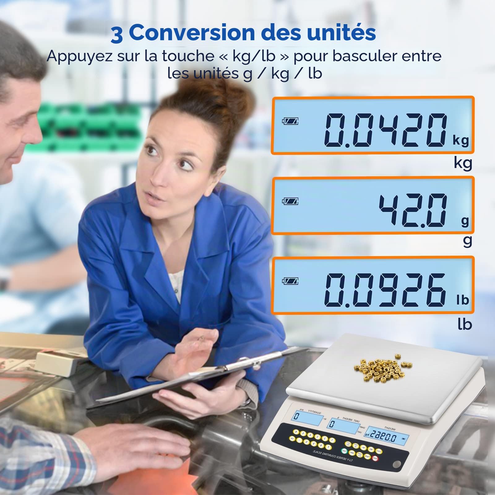 Bonvoisin Balance Compteur Numérique 30kg/0,1g, Tare, Comptage & Alarme