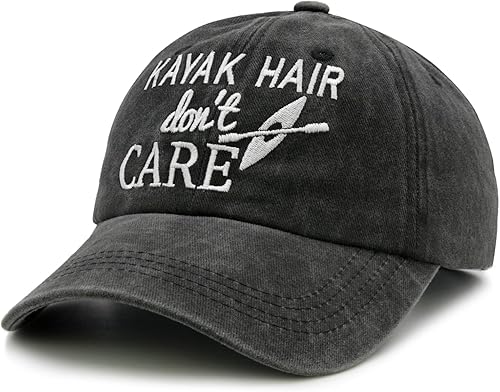 Miniatura 2 de Waldeal Gorra de béisbol ajustable lavada con diseño de Kayak Hair Don't Care para mujer