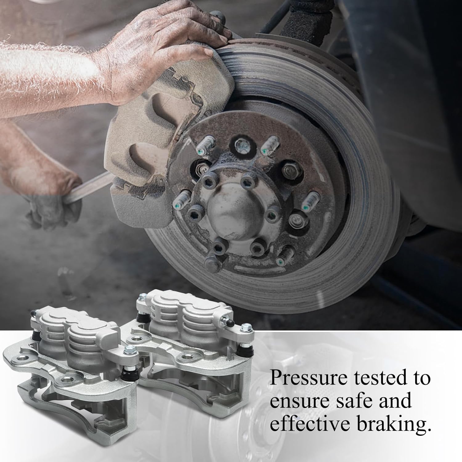 18-B4764 18-B4765 Rear Left & Right Disc Brake Caliper Assembly with Bracket for 02-06 Cadillac Escalade/01-07 Chevy Silverado 1500 Avalanche Tahoe Suburban 1500/01-07 GMC Sierra 1500 Yukon(XL)