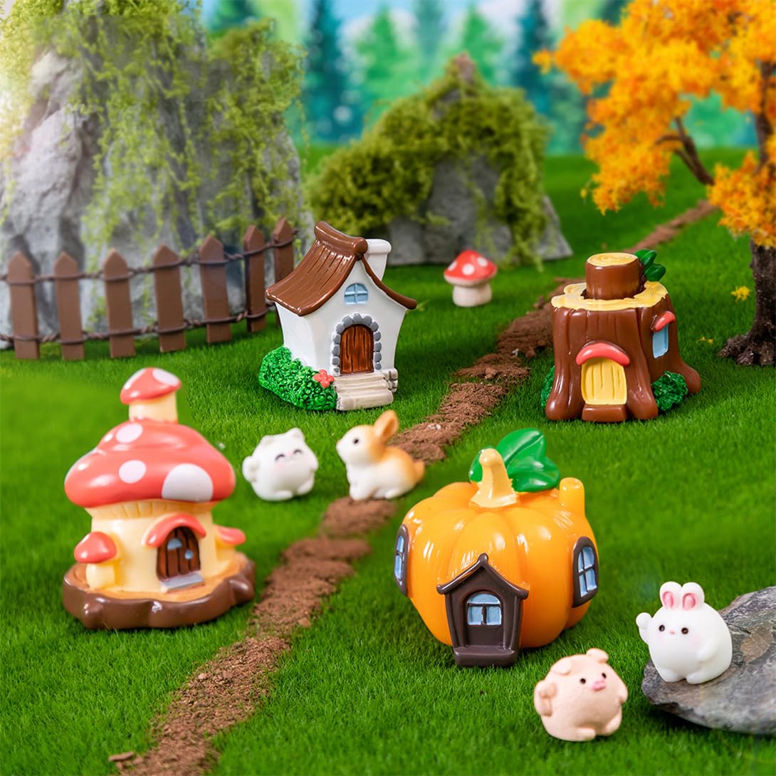 Koonafy 4 PCS Mini Miniature Fairy Houses, Little House Figurine - Image 3