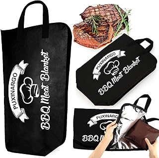 BBQ Blanket for Resting Meat, Puxinargo Brisket Blanket Meat Resting Bag for Smoking, Grilling Meat Insulated Resting Bag with Wide Mouth & Reinforced Handles for Large Brisket/Turkey, Large 23"
