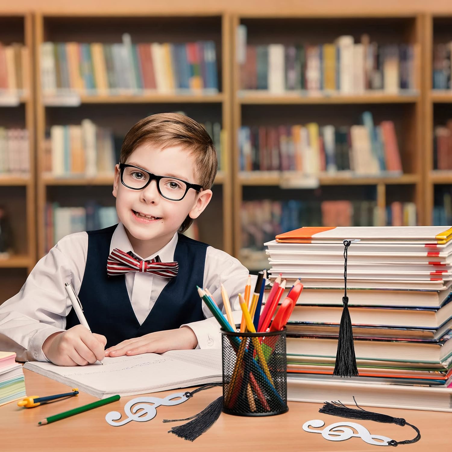 Gueevin Hollow Musical Notes Bookmarks with Tassels & Gift Boxes – Metal Musical Note Party Favors for Wedding, Birthday, Music Events, Classroom & Office Gifts(48 Sets) - Image 7