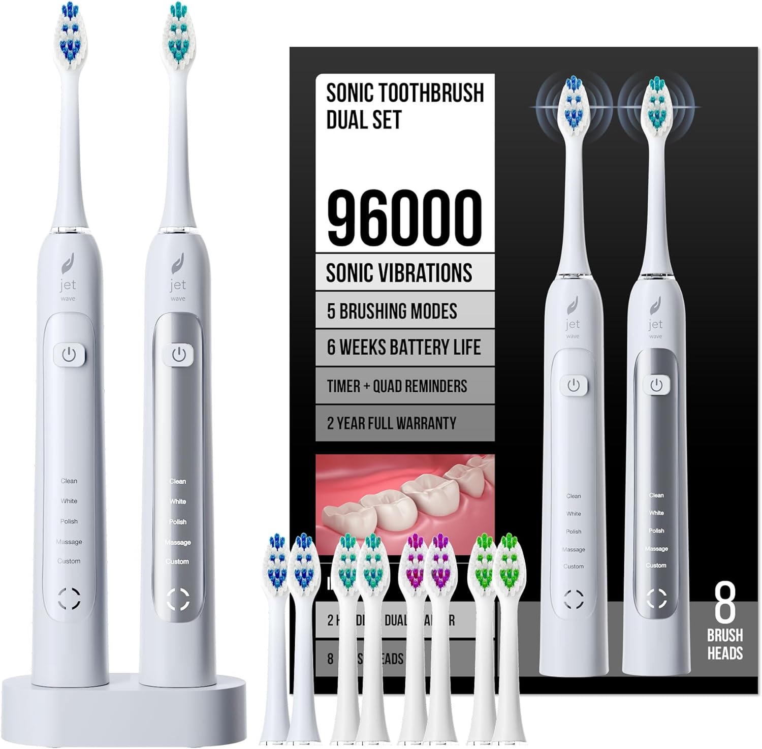 Acteh Sonic – Juego de cepillos de dientes eléctricos duales